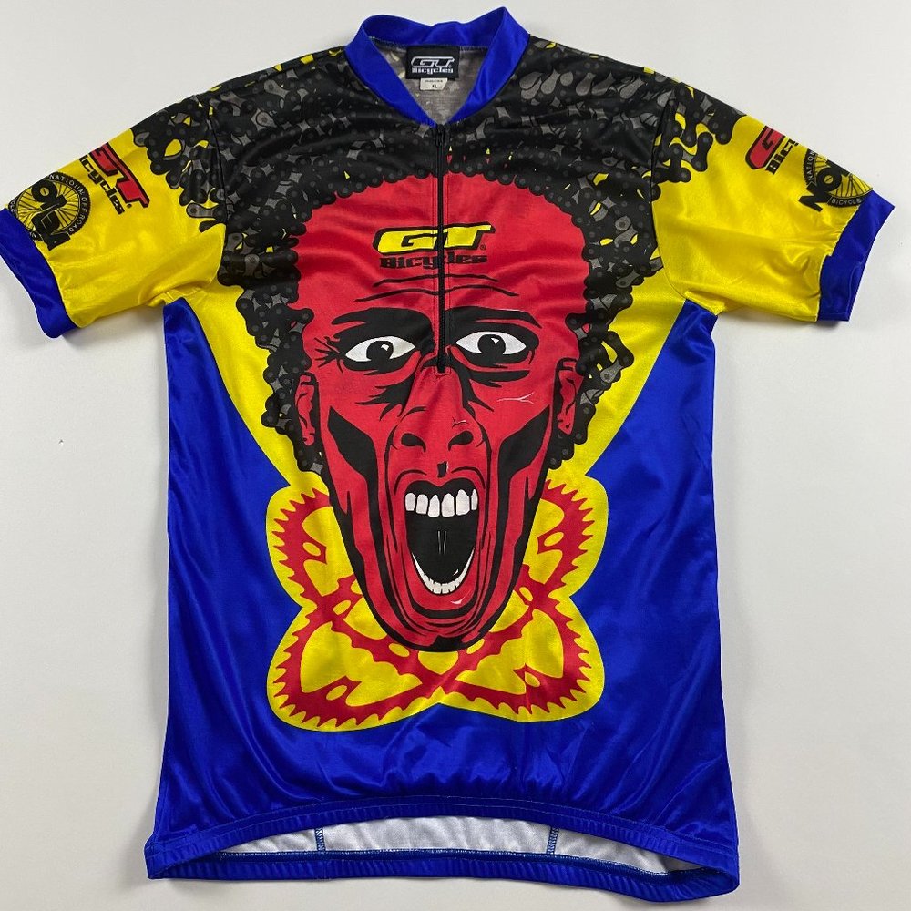 Vintage 90s GT Bicycles Cycling Jersey Scream MTB Mens XL Abstract NOBRA BMX - Picture 1 of 11
